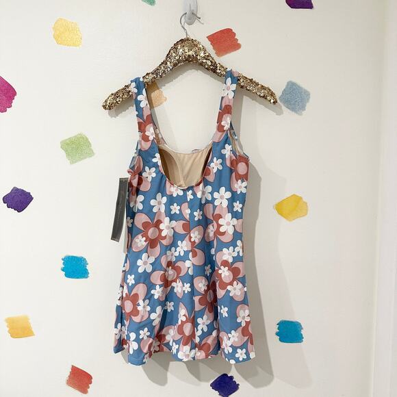 12 Modcloth Esther Williams Blue Floral One Piece Swimsuit NWT - Picture 6 of 8